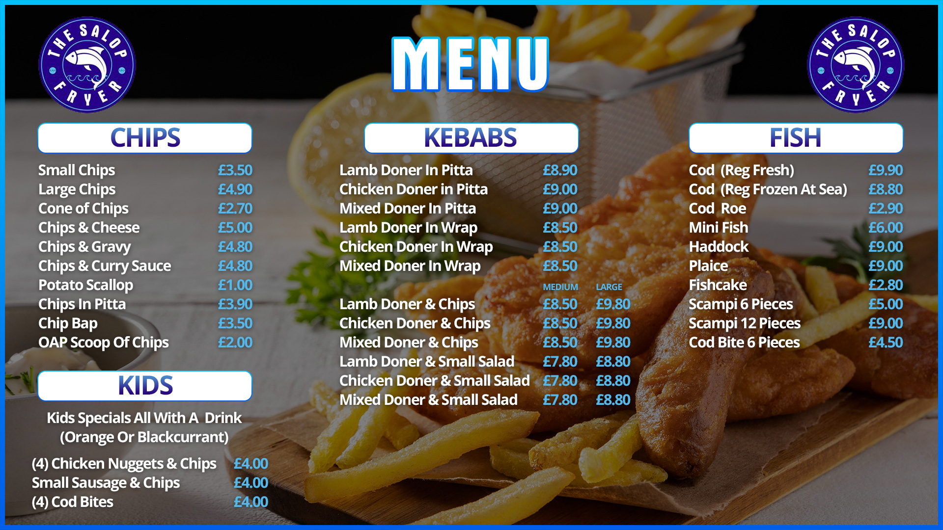 Salop Fryer Menu